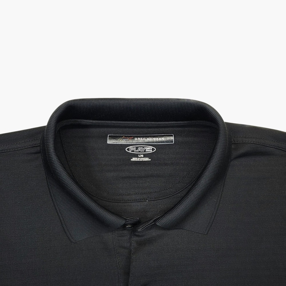 Greg Norman Mens Play Dry Golf Polo Shirt Black Short Sleeve Size Large L - Picture 4 of 9